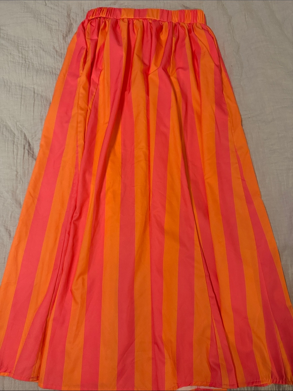 Women's Orange & Pink Striped Maxi Skirt